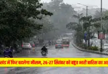 उत्तराखंड में फिर बदलेगा मौसम, 26-27 सितंबर को बहुत भारी बारिश का अलर्ट – Uttarakhand Weather